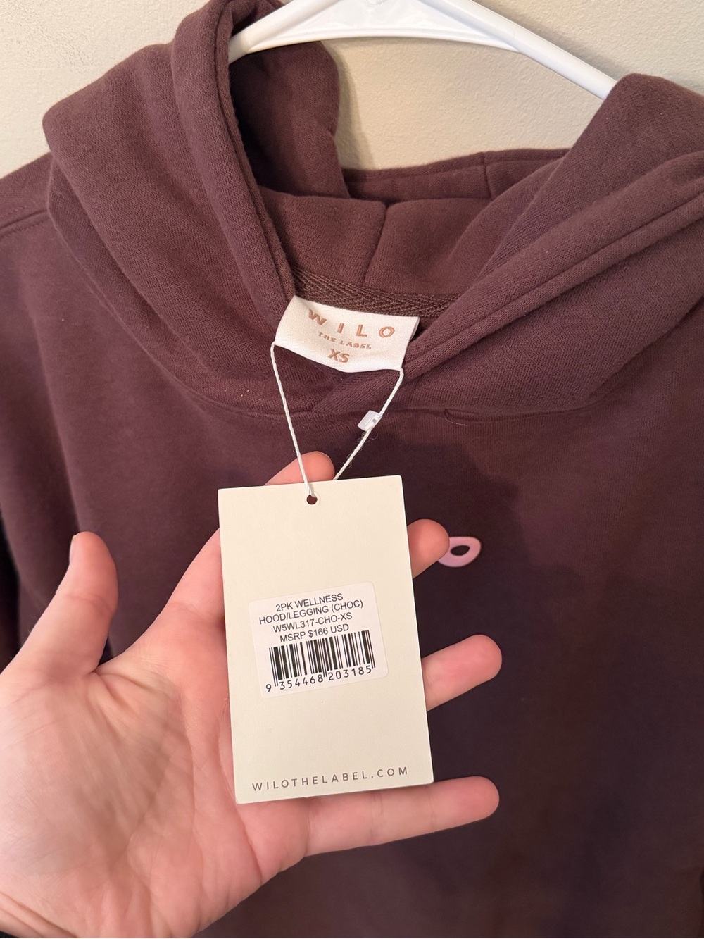 NWT WILO The Label 2 Piece Set in Chocolate Brown, Hoodie & Leggings, Size XS - Picture 3 of 5